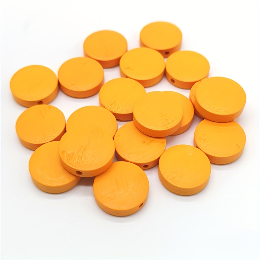 20pcs Flat Round Wooden Beads for DIY Jewellery Making