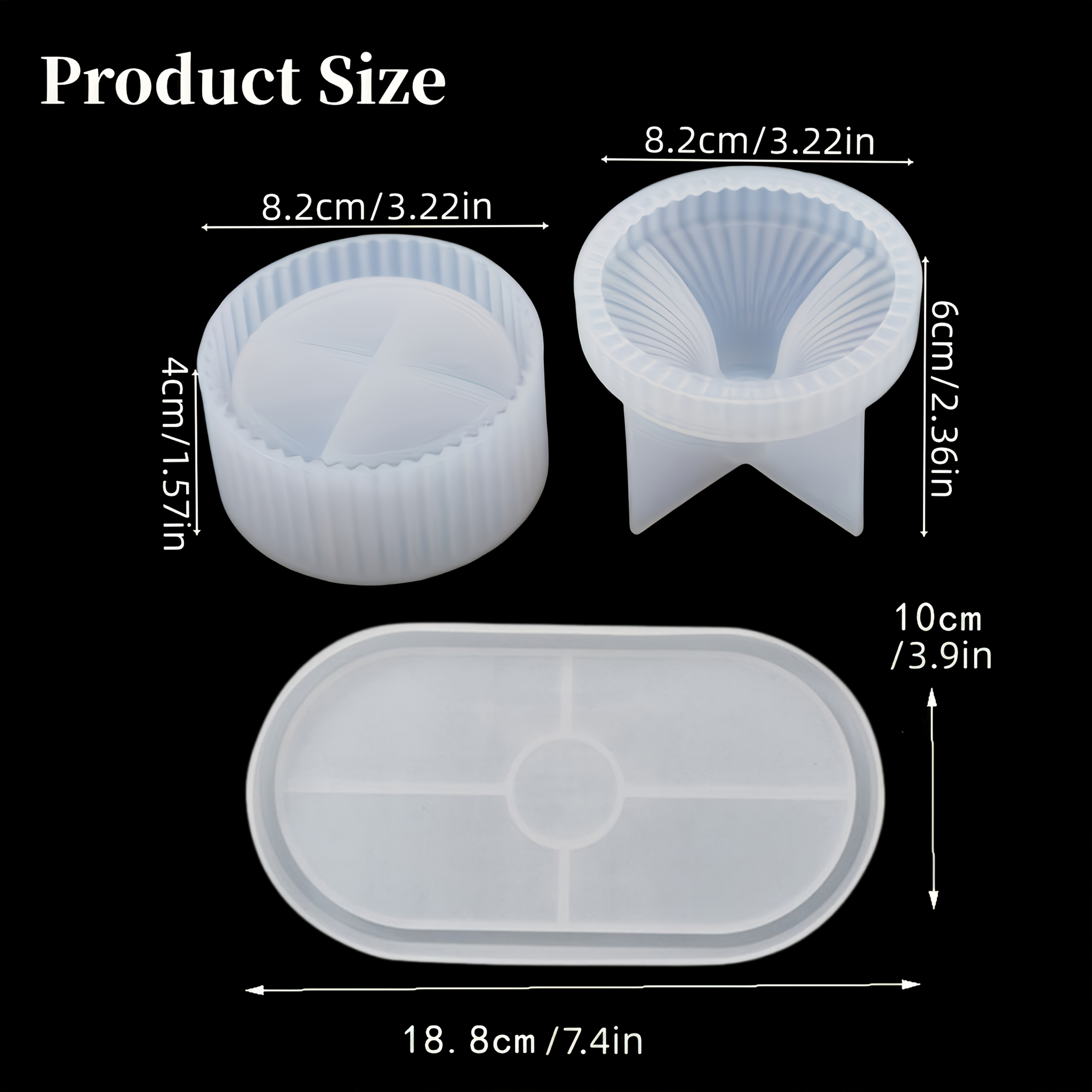 E-shop 3-teiliges Silikonform-Set für Aufbewahrungsboxen und Tabletts – Inklusive Gipsaufbewahrung, Kerzenbehälterform, Tablettform, DIY- &