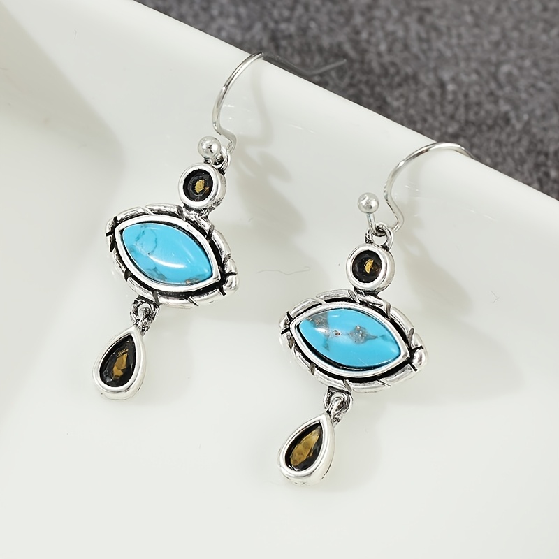 Elegant Synthetic Turquoise Earrings, Exquisite Banquet Jewelry