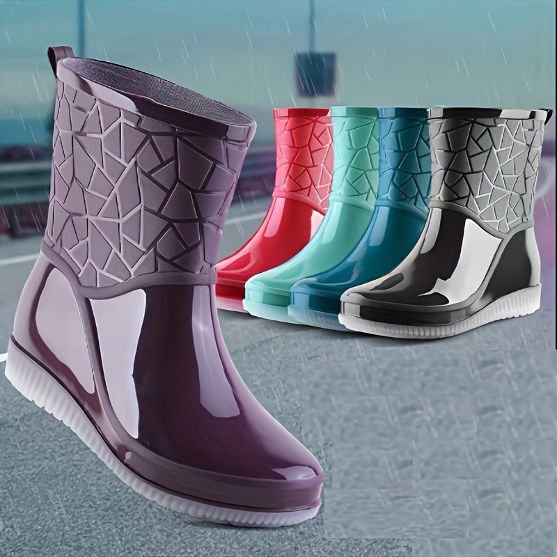 

Women's Pvc Rain Boot With Eva Insole, Flat Heel Slip-on Design, Breathable And Water-resistant, Casual And Fashionable