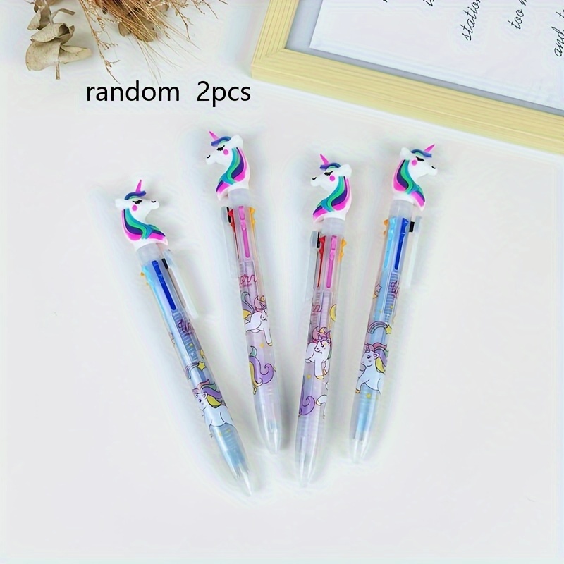 

Random 2pcs Transparent Pen Holder Rainbow Unicorn Style 6 Color Ballpoint Pen