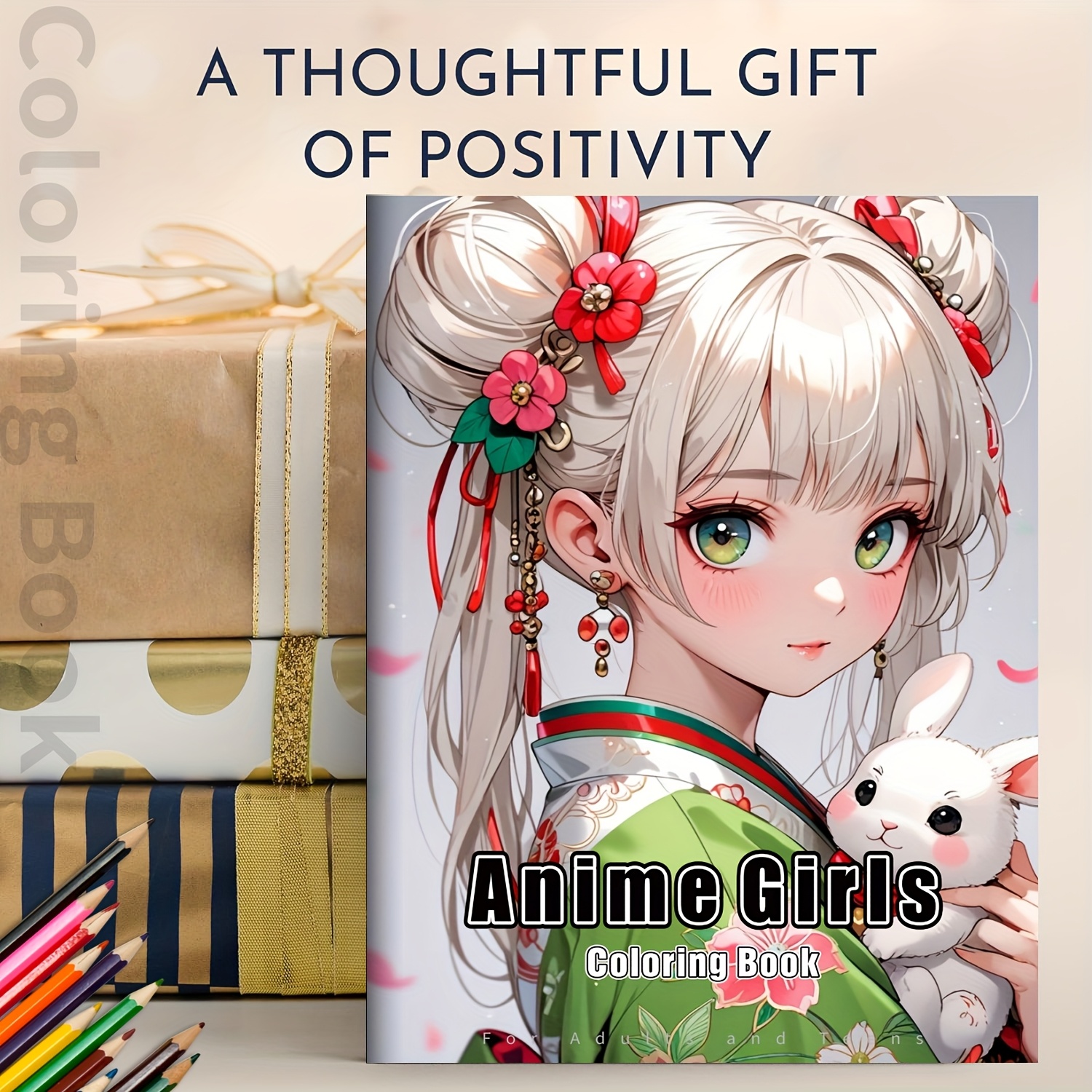 Image of A Coloring Book For Anime Girls, 22 Pages, Featuring Cute And Patterns With , Perfect For Adults And Teenagers To Relax And Stress, Birthdays, Parties, And Holidays