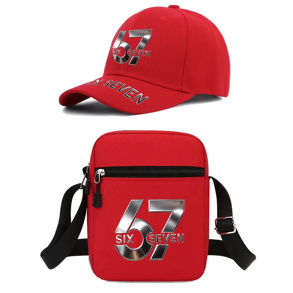 1pc/2pcs, Boné de Baseball com 67 Letras Impressas e Mala de Ombro 4