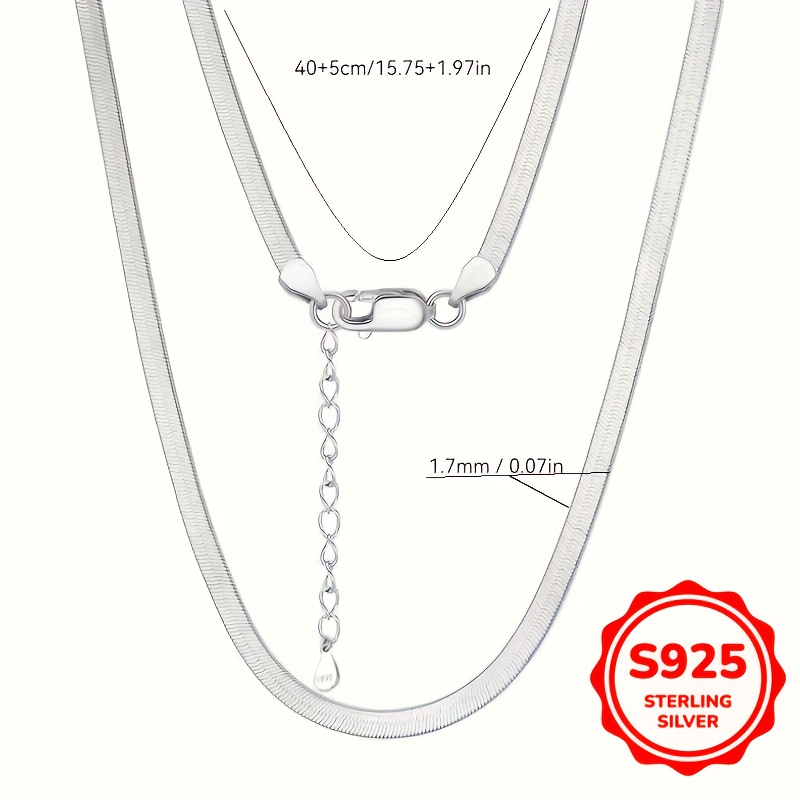 High End S925 Golden Flat Snake Bone Chain Blade Necklace