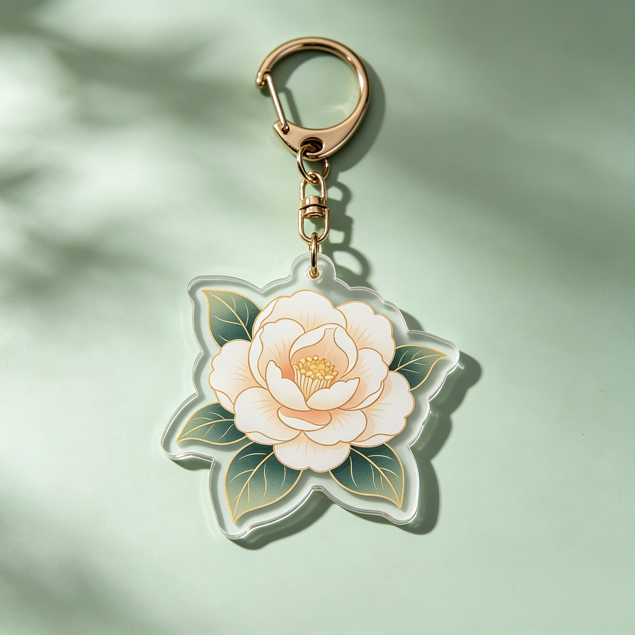 Chinese Style Beautiful Flowers Acrylic Keychains Set