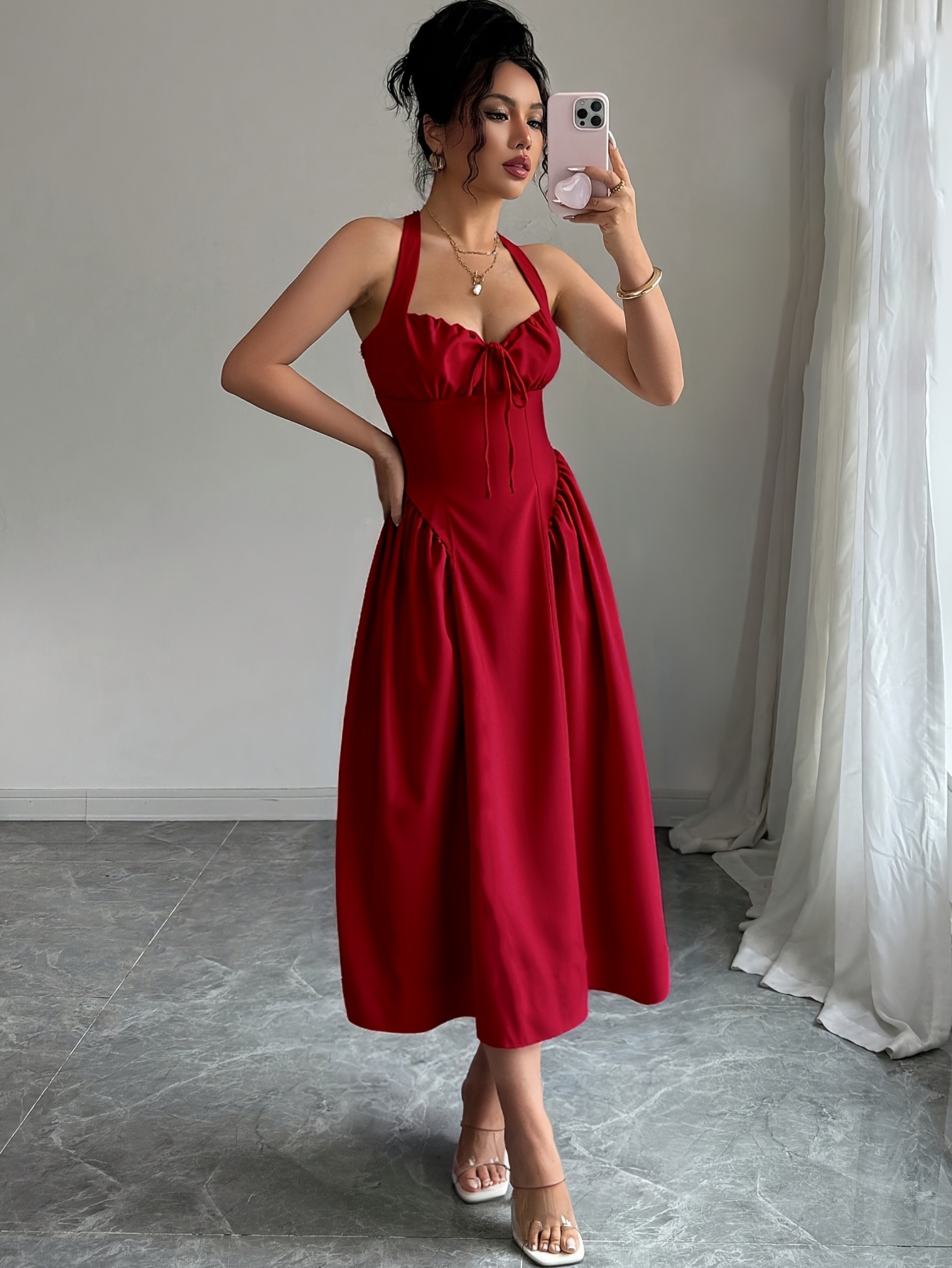 strapless dress with ruching Ruched Panel Strapless Maxi Dress - Brown 8