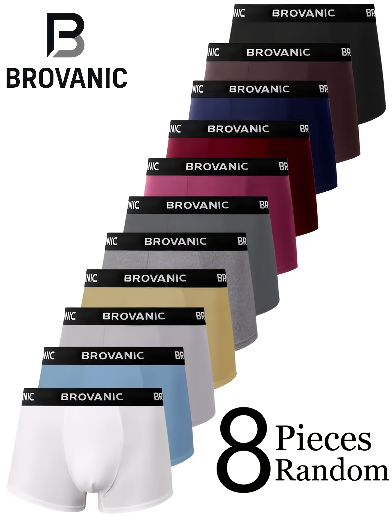bóxers tipo calzoncillo de 8 piezas para hombre, de color liso  , a  ,  , transpirables, cómodos, de   rápido,  , adecuados para deportes o uso casual en casa