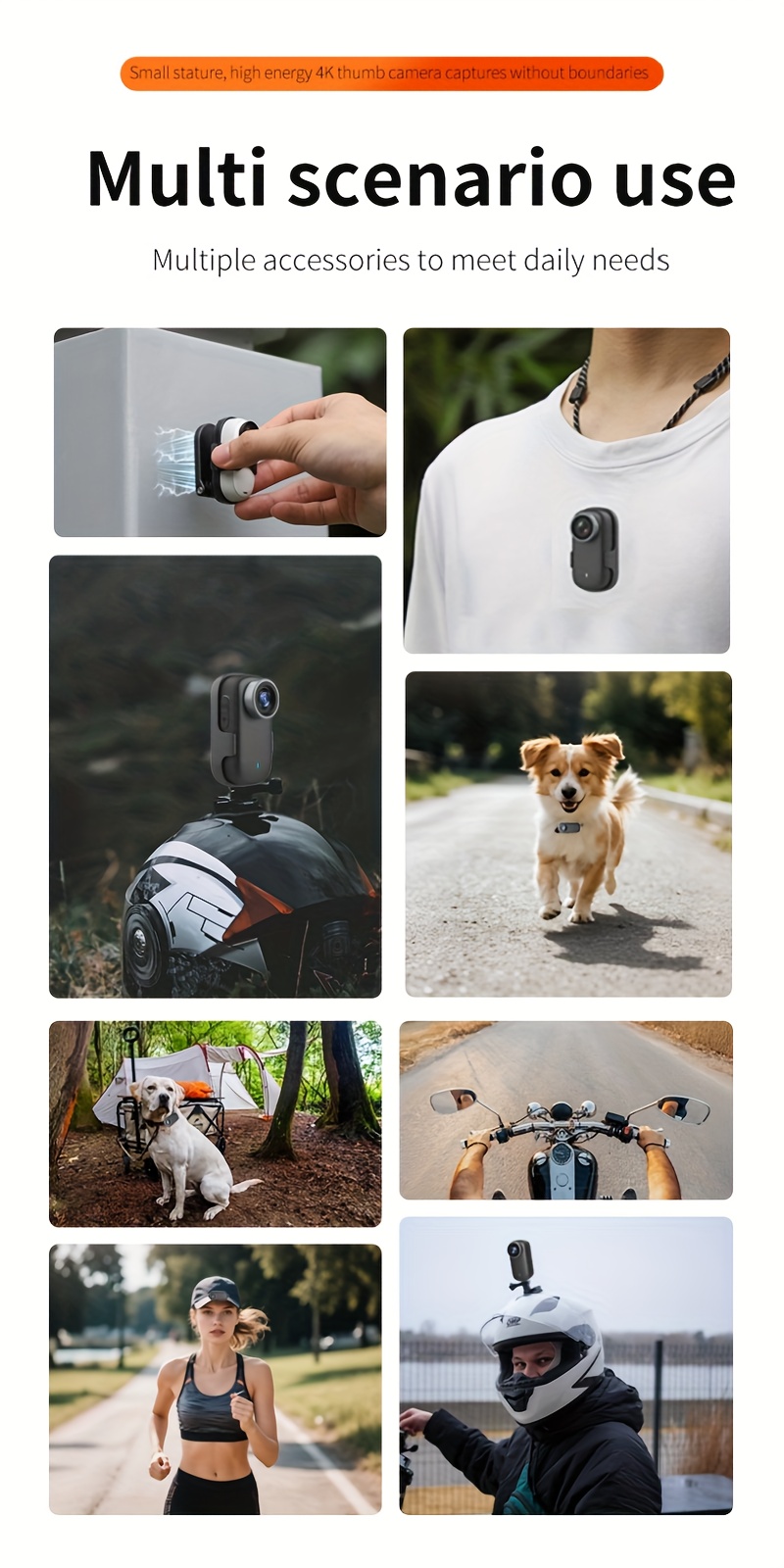 4K Thumb Camera, Mini WiFi Camera, and Dustproof, Portable HD Camcorder, Suitable for Outdoor Sports, Cycling, Hiking, Daily Life Recording, Video Recording, and Photography