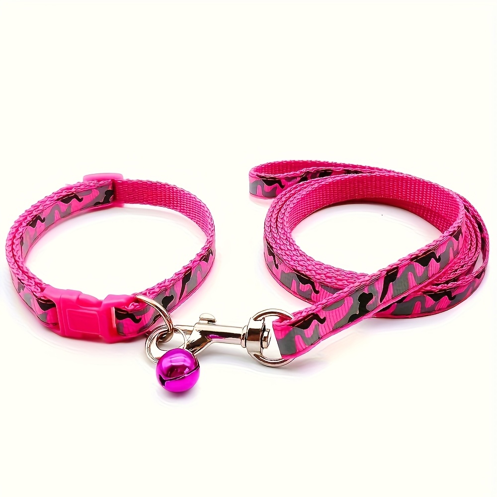8pcs Geometric Pattern Dog Collar and Leash Set with Bell, Adjustable