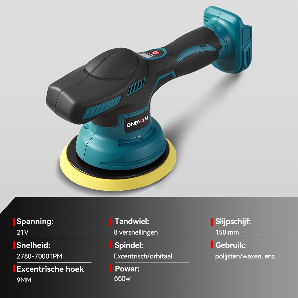 ONEVAN Cordless Car Polisher with 6-Speed Variable Speed Control
