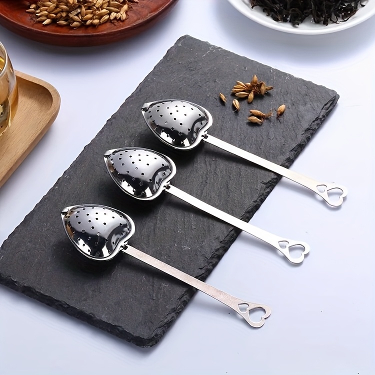 3pcs heart shaped stainless steel tea infuser set   loose leaf spices ideal for halloween christmas easter thanksgiving details 0