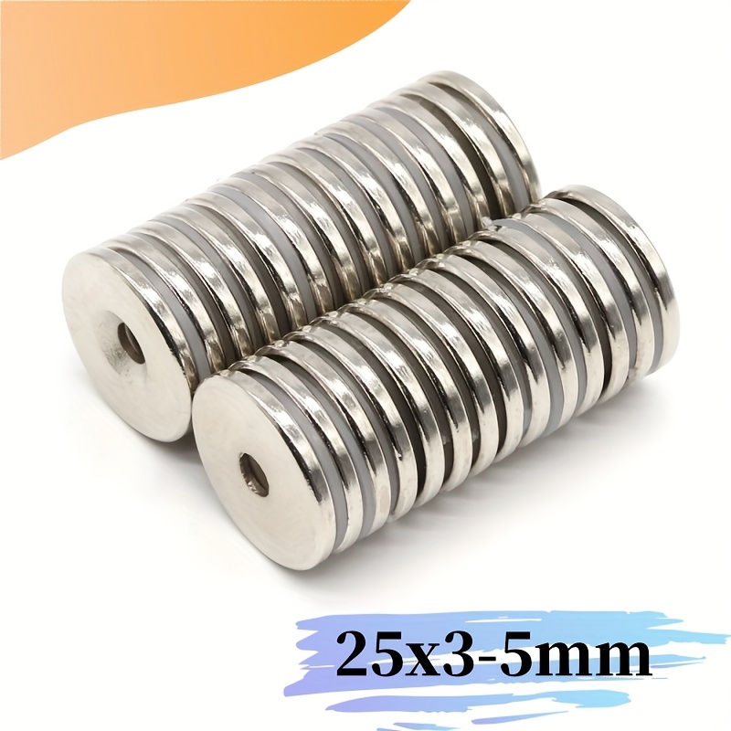 

Xiongchuci 10/16/25/30 pièces d'aimants en , disque de 25x3mm avec alésage et trou perforé, puissant aimant en rare pour le rangement d'outils, cylindrique en métal