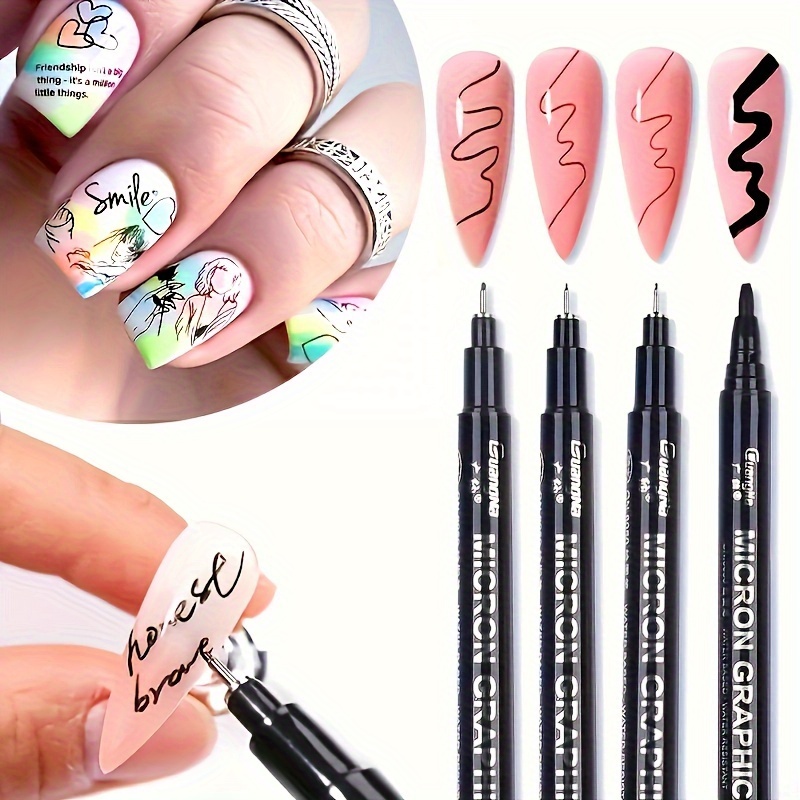 

4pcs Precision Nail Art Pen Set With - Odorless, Waterproof Detailing Tools For Diy & Pedicures