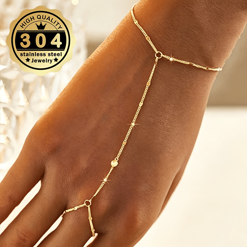 TEMU 1pc Women's Interlocking Bracelet, 304 Stainless Steel Material, Easy And Versatile, Suitable For Daily Wear And Light Mature Style, Ideal Gift