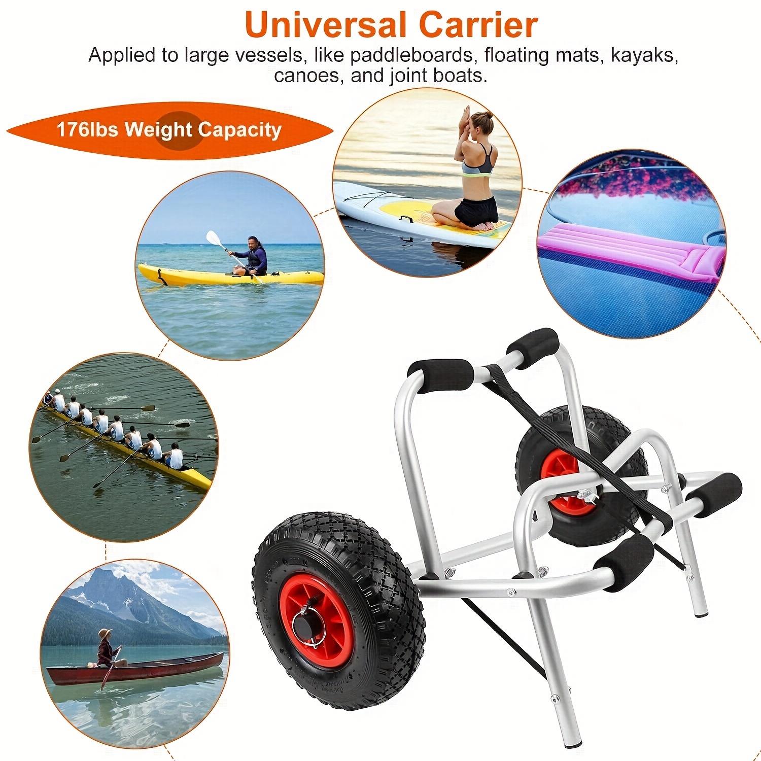 Canoe Boat Carrier Cart Trailer Trolley - Temu