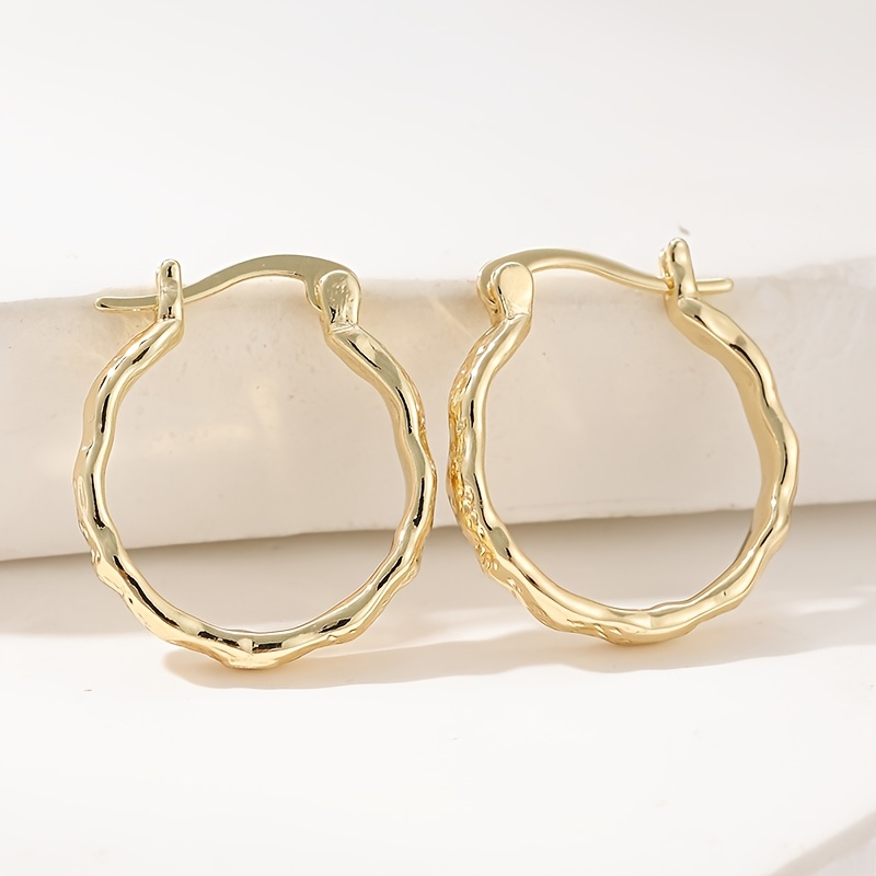 Women's Small Hammered Golden Hoop Earrings