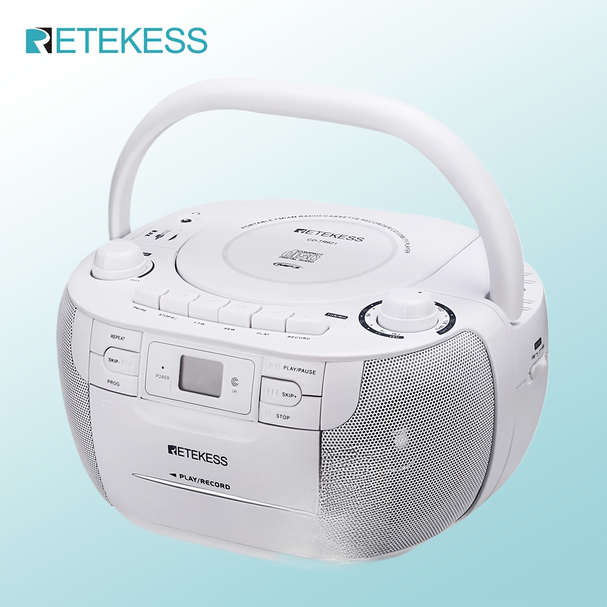 TEMU Retekess TR621 Combo Lecteur CD et Cassette, Radio Boombox Portable AM FM, Enregistrement sur Cassette, Stéréo, USB, Micro SD, Lecteur CD ,
