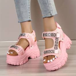 summer womens wedge sandals breathable mesh versatile lightweight platform open toe thick heel pink sandals women shoes