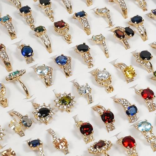 25pcs fashion wholesale bulk loose rings colorful natural stone rings