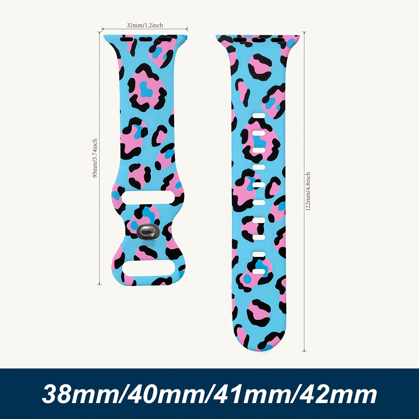 TEMU Floral Silicone Band Compatible With Watch | 38mm-49mm, Clasp, Multicolor, Adjustable, Lightweight, Sweatproof, Ideal For Casual, Outdoor,