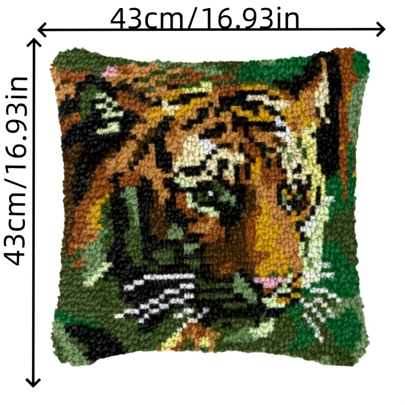 Latch Hook Kit for Adults with Wolf Pattern DIY Throw Pillow Cover