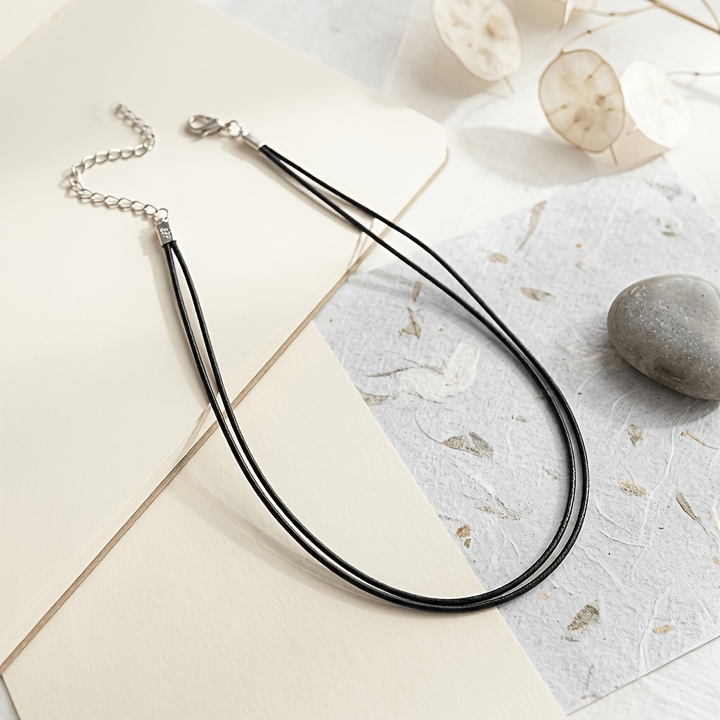 TEMU 1pc Women's Clavicle Necklace, Retro Autumn Winter Style Easy Geometric Double Layer Rope Necklace, Wax Rope, Suitable For Daily Wear, Parties,