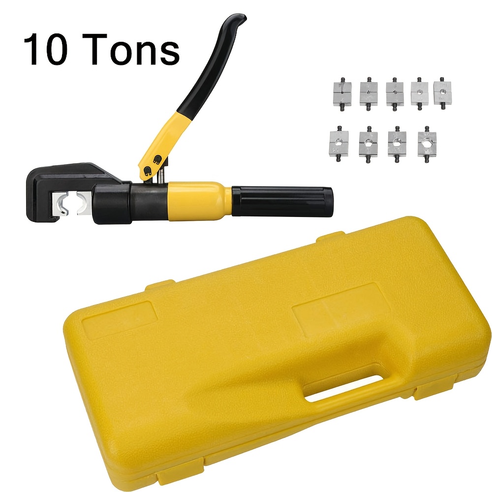 

10 Hydraulic Wire And Cable Lug Terminal Crimping Connection Tool With 9 Pairs Of Dies