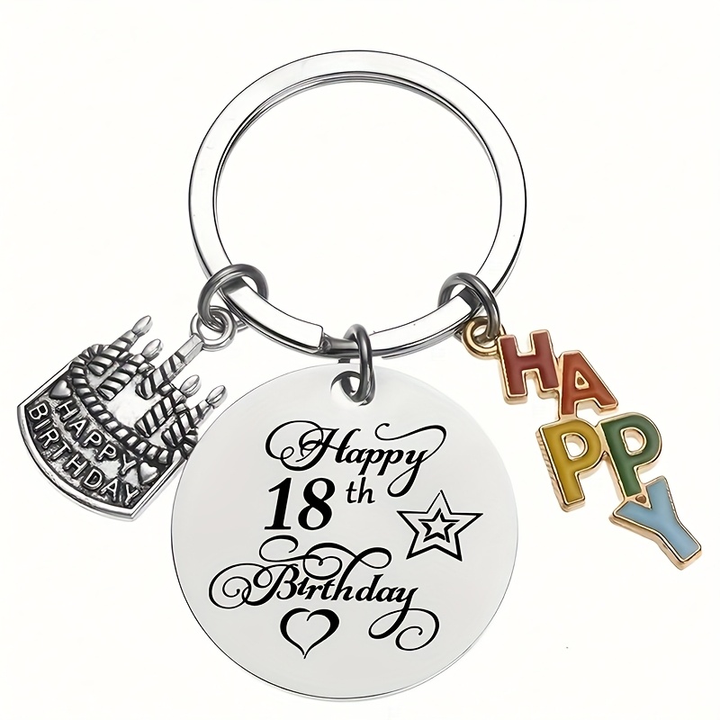 A Stainless Steel Keychain That Happy Birthday, An Ideal Gift For And Colleagues On Their Birthdays, Suitable As A Keychain For A Coming-of-age Celebration