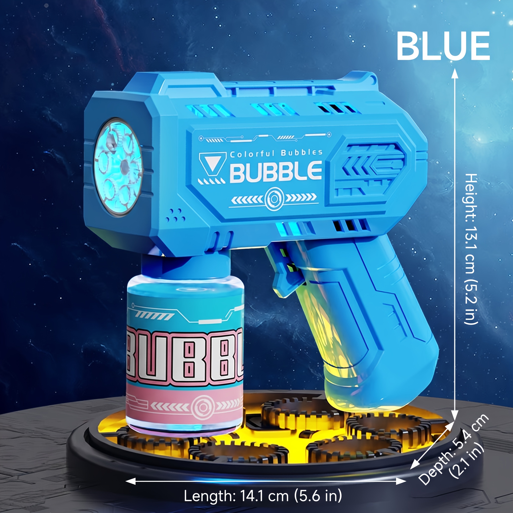 automatic led bubble gun handheld electric bubble machine for kids outdoor beach wedding party summer toy easter birthday gift for boys girls ages 3 aa battery powered no bubble solution and batteries