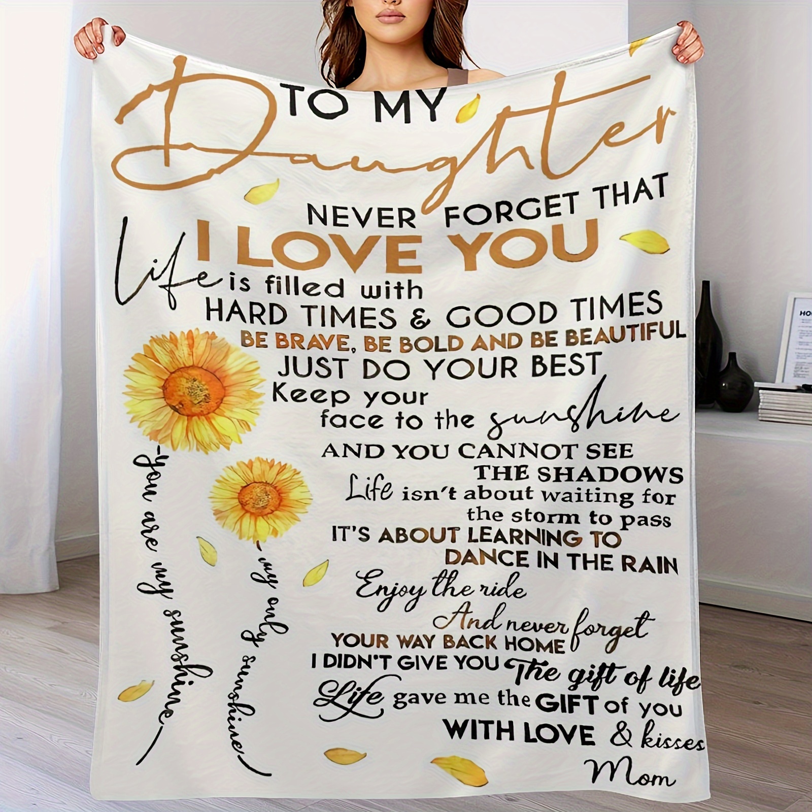 

Sunflower Love Letter To My Daughter Blanket Daughter Gift From Mom To My Daughter Blankets Encouragement Gifts For Daughter - 60x80in