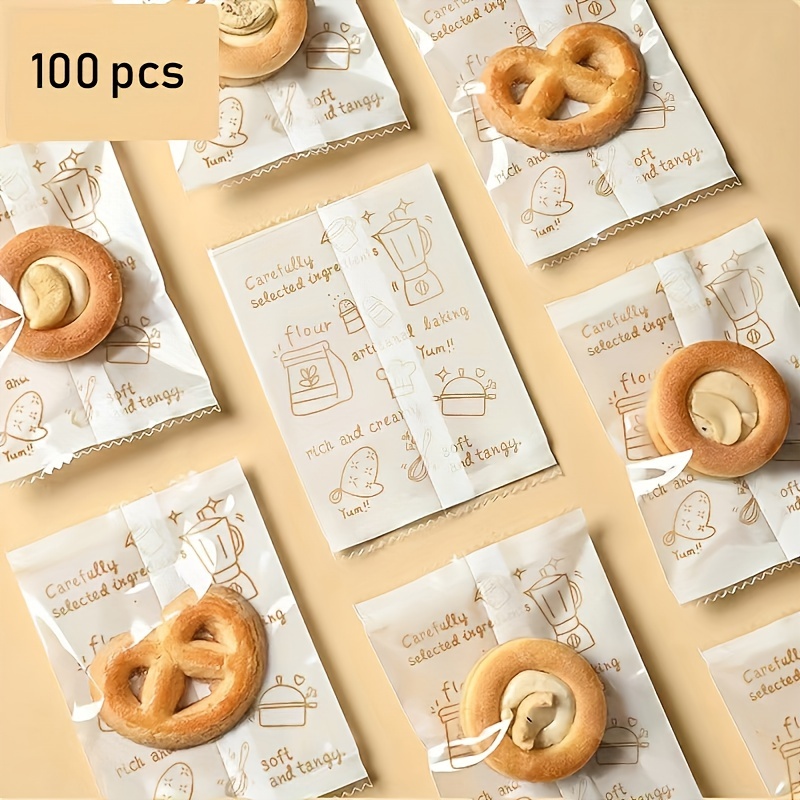 

100pcs, Transparent Packaging Bags, Machine Sealing Bags, Baking Milk Date Cow Rolled Biscuit Candy Paper Bags