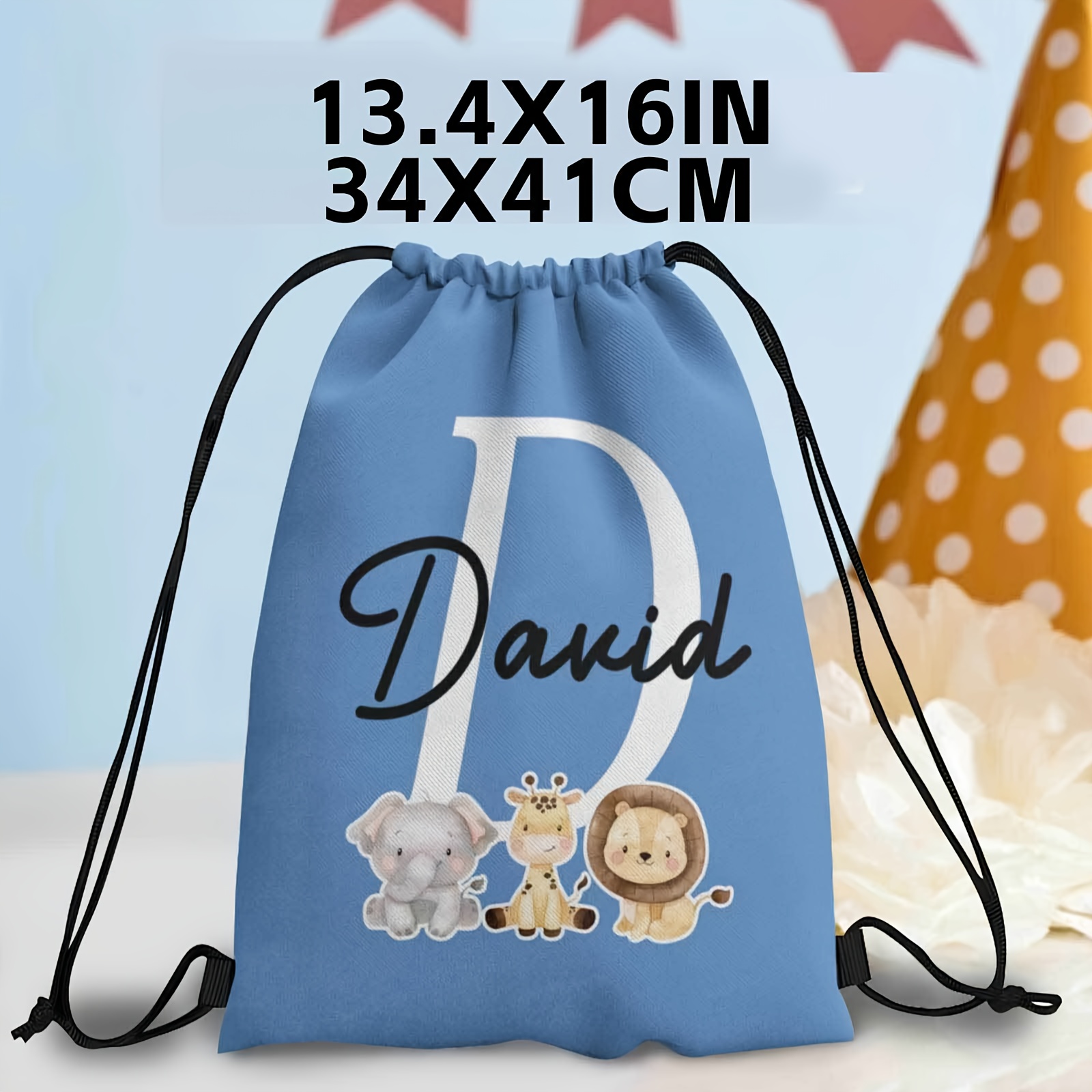 TEMU 1 zainetto a sacchetto personalizzato con tema animali carini, 12 colori tra cui scegliere, personalizzazione del , due dimensioni disponibili
