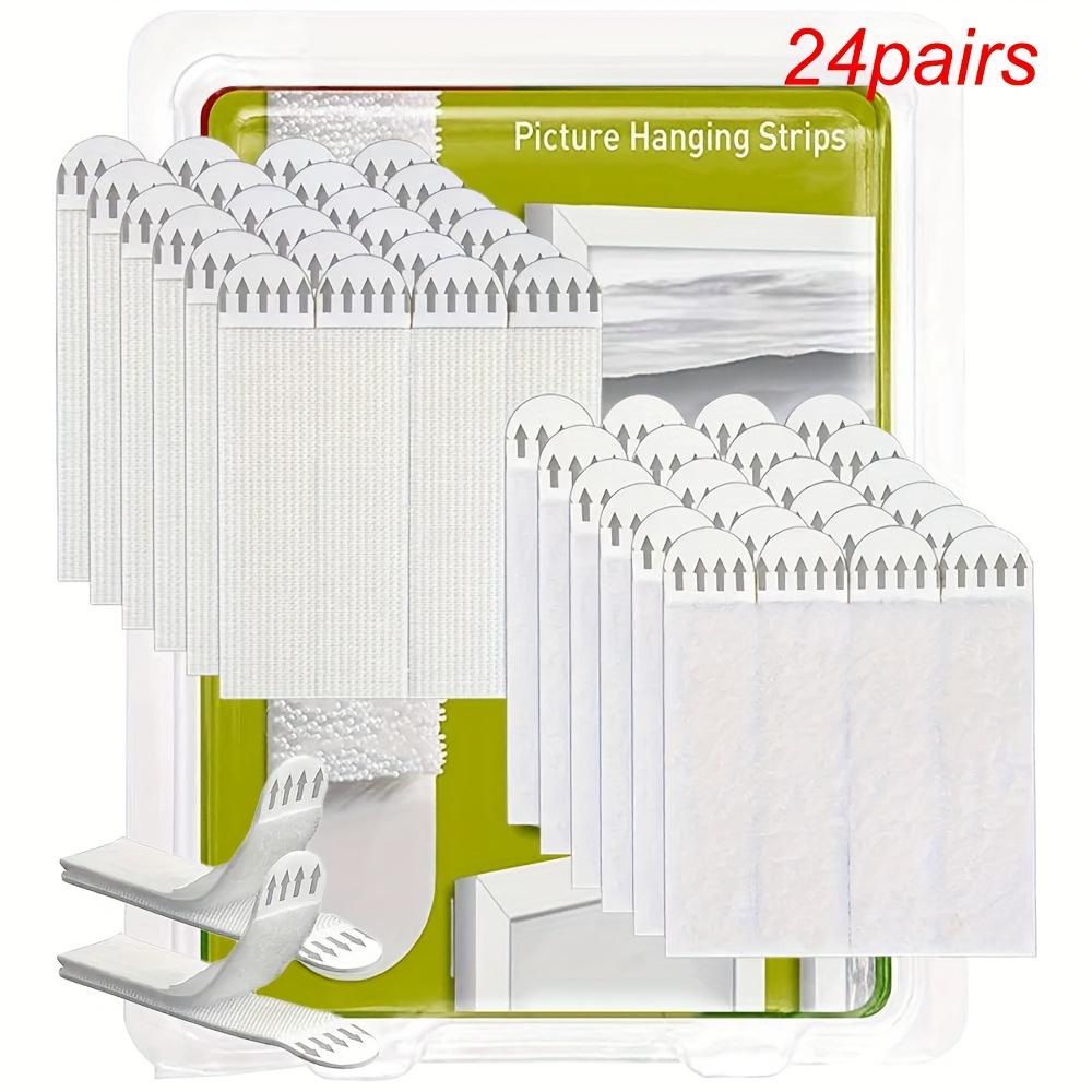 TEMU Non-damaging Picture Hanging Strips, Picture Hooks, No Nails Required, Picture Hanging Tools Suitable For Living Rooms, Adhesive Tape Strips