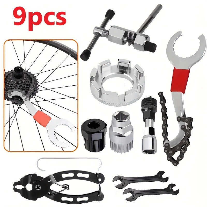 

Mountain Bike Multi-tool Set: Includes Chain Tool, Cassette Tool, And Bottom Bracket Tool For Easy Maintenance And Repair