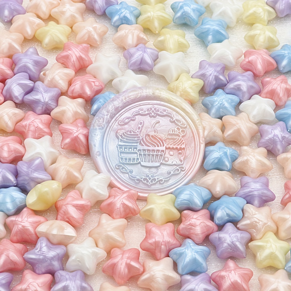 Image of 150pcs Bagged Star-shaped Wax Marbles Macaroons Mixed Colors Wax Marbles For Sealing Stamps, Greeting Card Decorations, Wedding Invitations, Sealing Wax For Gift Packaging