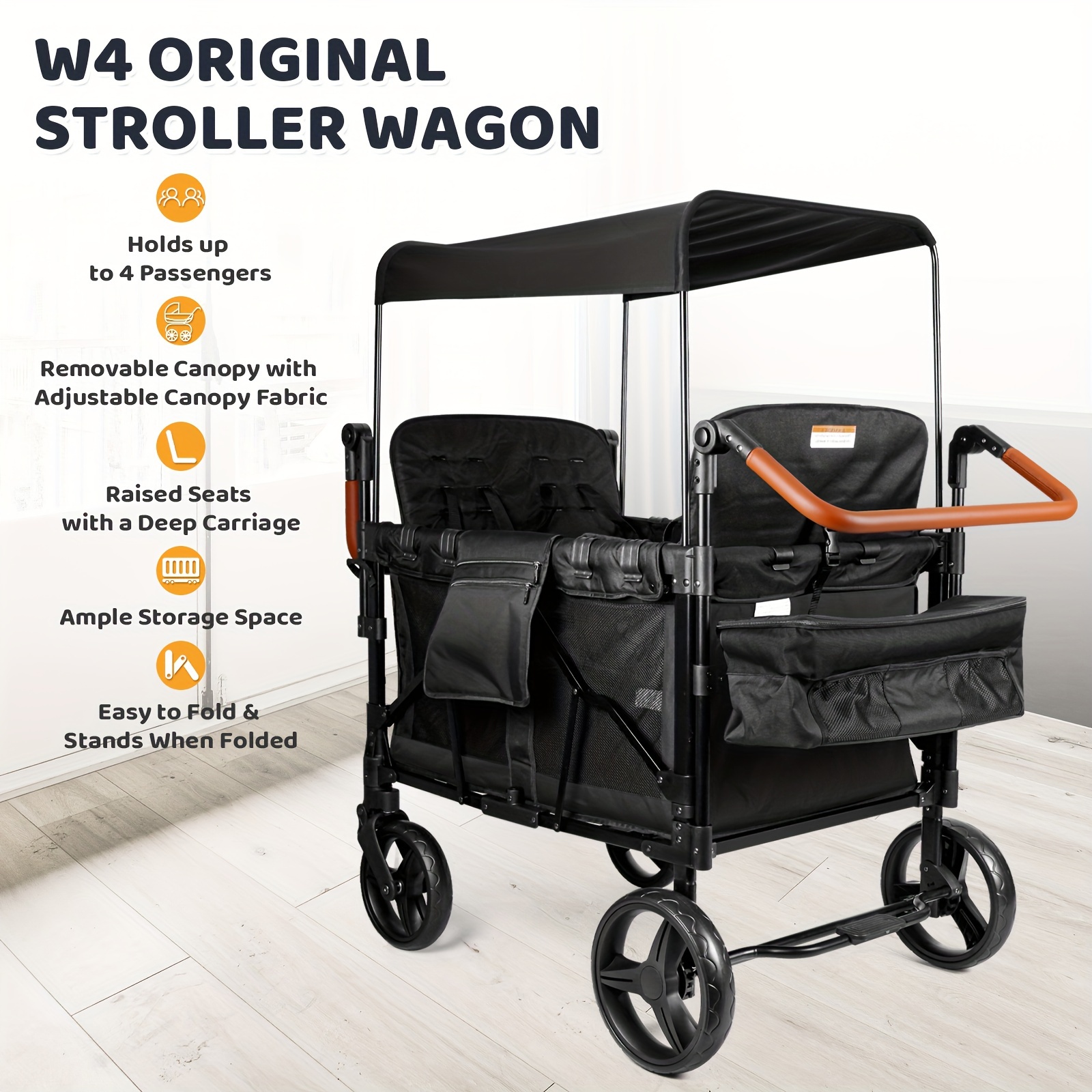 poussette luxe confortable wagon pliable places auvent Temu
