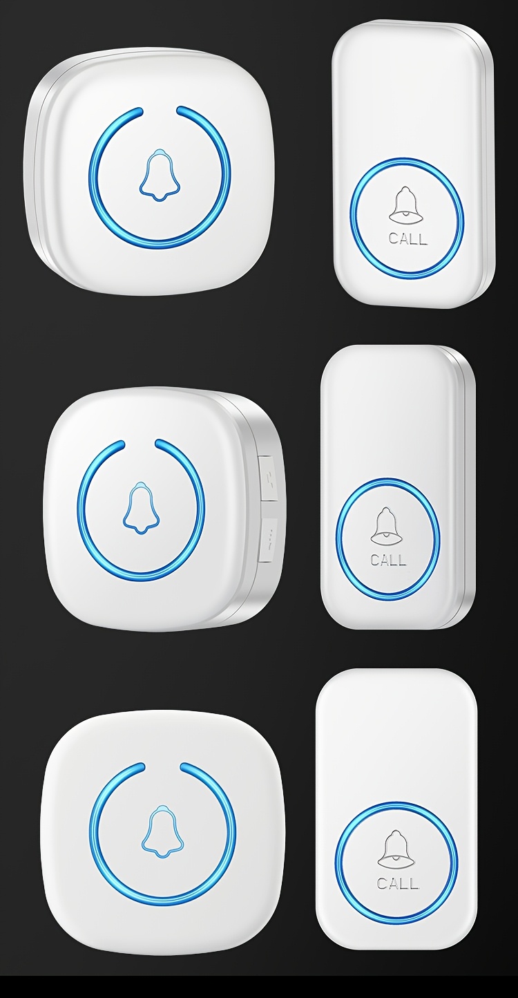 wireless doorbell with 3 plug-in receivers + 2 buttons, 60 ringtones and led flash light, receiver discriminates different   for unique tones, 304.8meter range battery-powered chime kit with 5 volume levels, suitable for home, office, apartment use, eu plug Product details 15