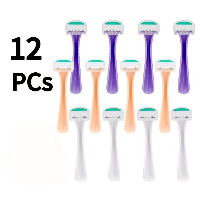 Image of 12pcs, Women's Personal Hair Removal Knife, Bikini Trimmer, , Reusable And Easy To Clean, Suitable For Full Body Hair Removal, Women's Manual Hair Removal Set