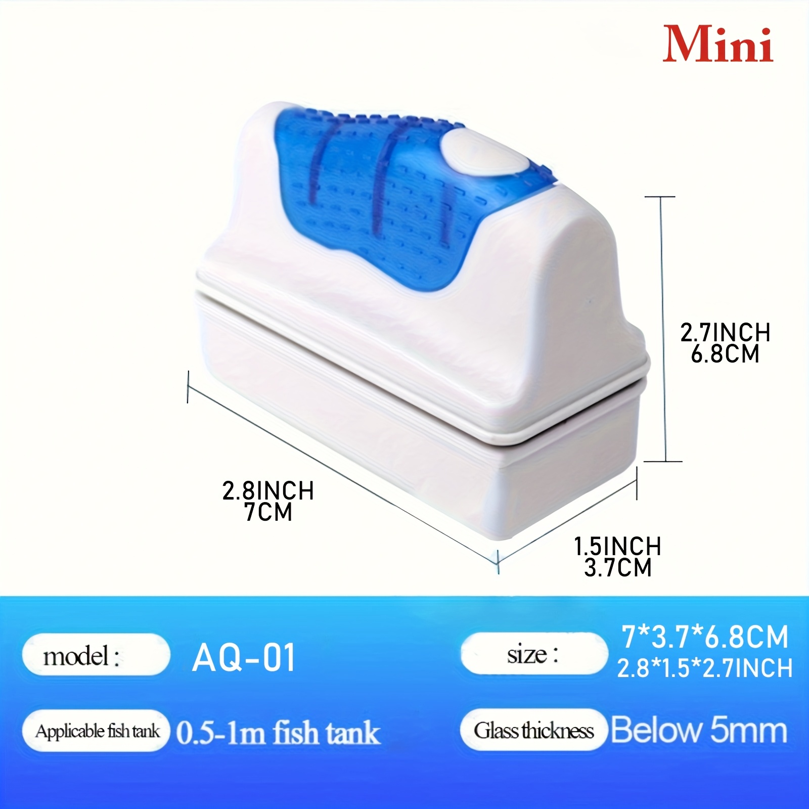 TEMU 1pc Doc Aqua Magnetic Cleaning Brush Aquarium Fish Tank Glass Scraper Cleaner Floating Aquarium Cleaner Fish Tank Cleaning Tool