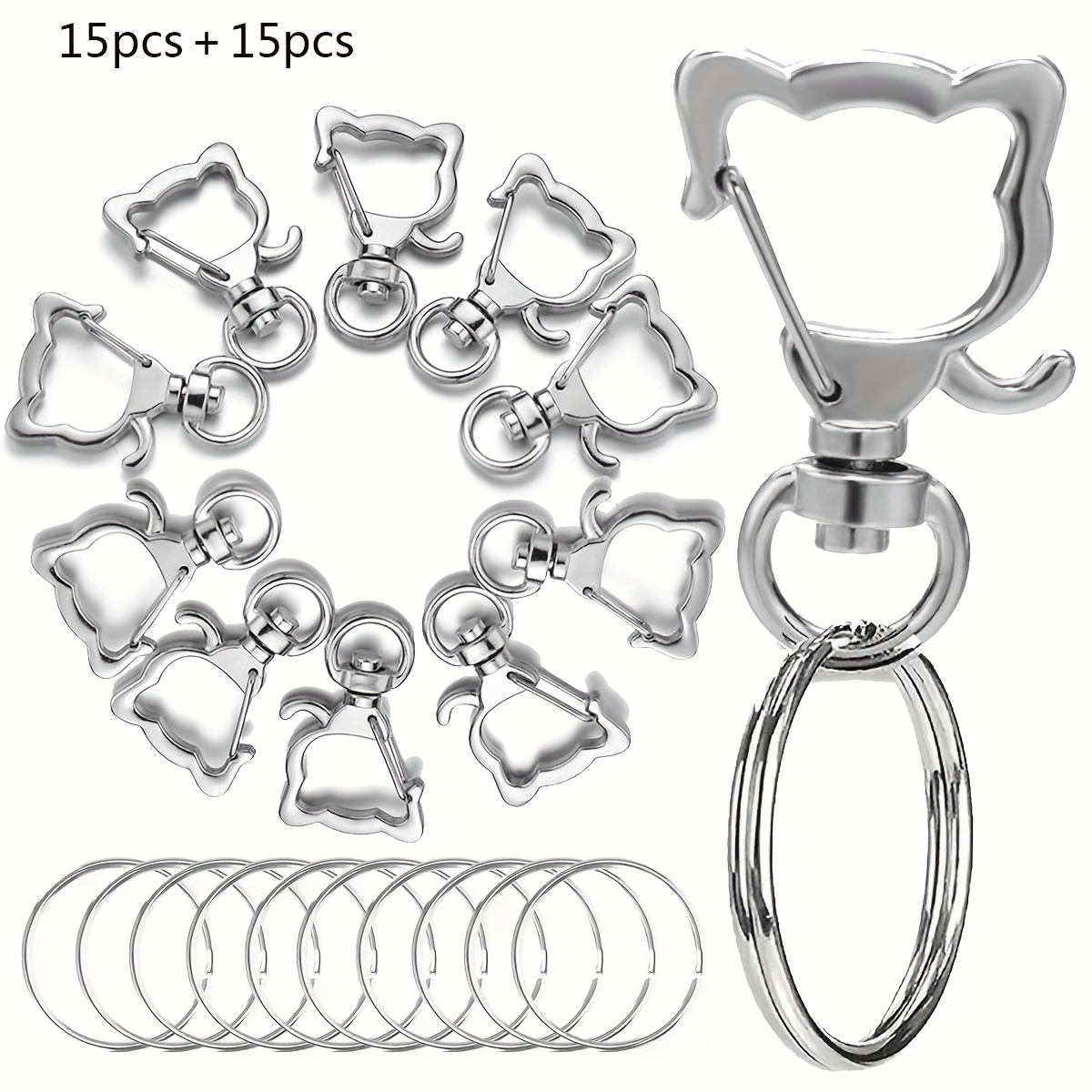 

30pcs Cute Cat Zinc Alloy Keychain Clasps, Dog Collar With Separate Rings, Unique Pendant Keyrings For Supplies, Jewelry Accessories, Home & Kitchen, Animal Theme, Closure, Christmas Gifts