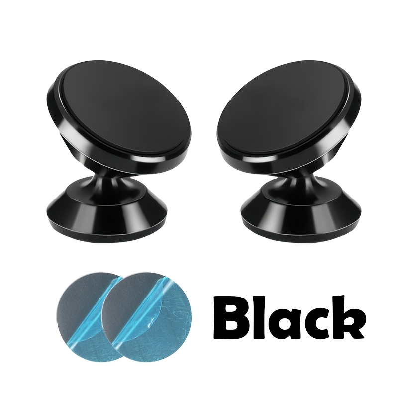 TEMU 1 For The Car, 1 For Anywhere, 2pcs Low-profile Magnetic Phone Holders, 360° Aluminum Alloy Mounts For Dashboard, Desk, Wall & Mirror, Black