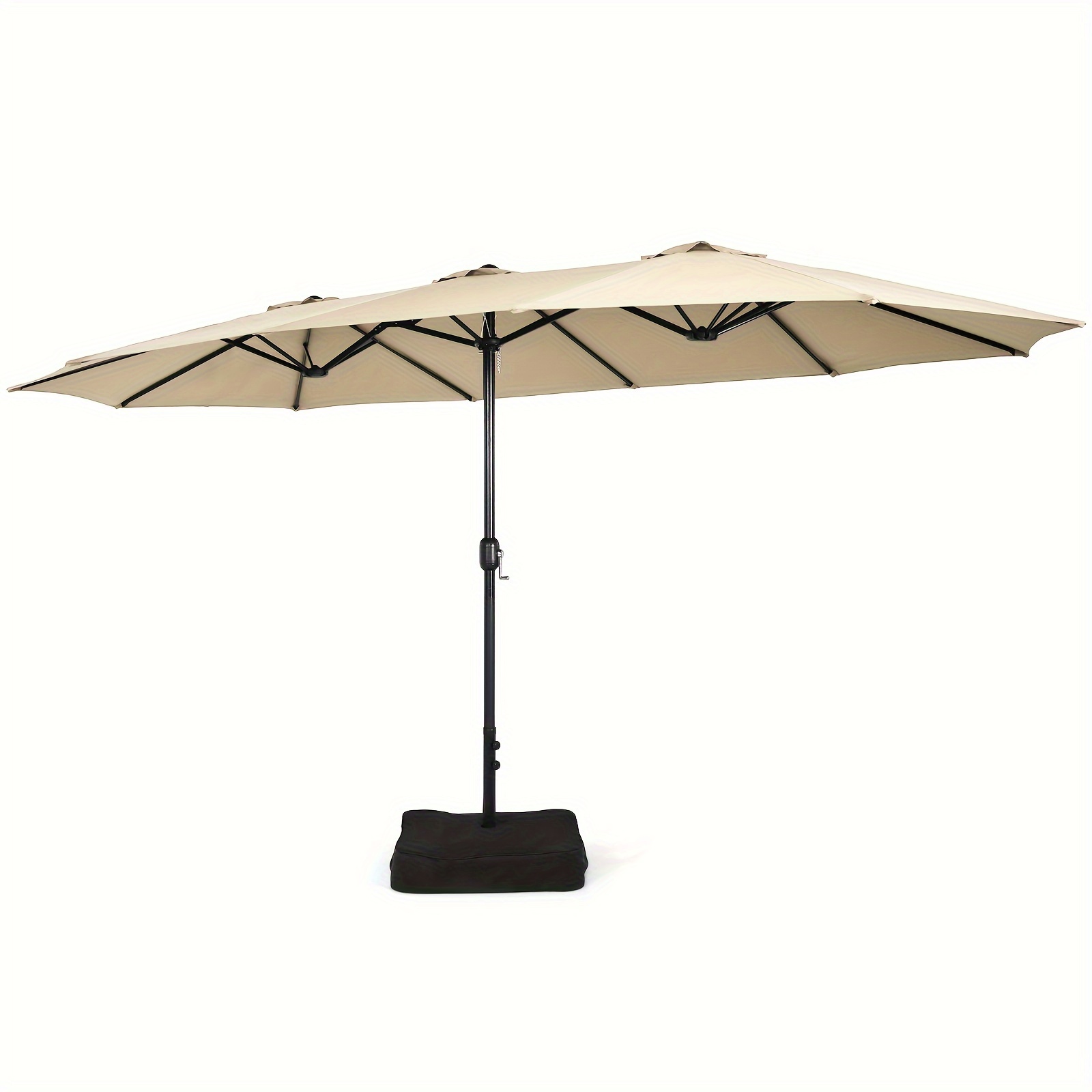 

15ft Double-sided Twin Patio Umbrella Sun Shade Outdoor Crank Market Base Beige