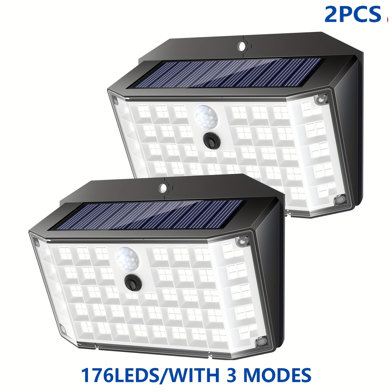 E-shop 1/2/4 Stück 176 helle LEDs Solar-Außenstraßenleuchte mit Bewegungsmelder Lichtsensor, IP65, Wandlampe, 3 Beleuchtungsmodi, Terrassen-