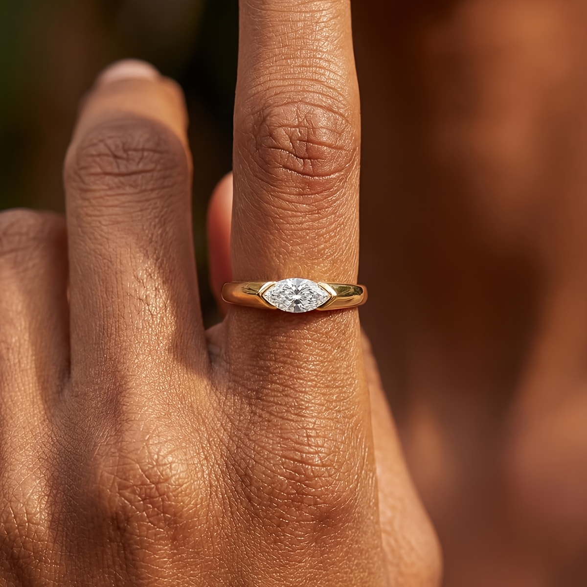 Women's Simple Marquise-Shaped Ring, Elegant Accessory