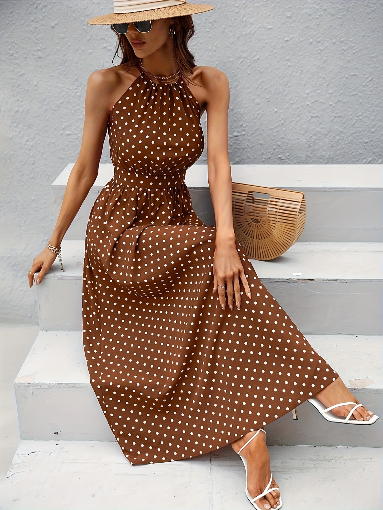 knee length dresses for ladies Marlow Polka Dot Maxi Dress In Black