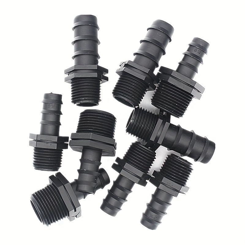 

20pcs 1/2" 3/4" Bsp Male Thread Connector To Barb 16mm 20mm Pe Hose Adapter Garden Irrigation Drip Watering System