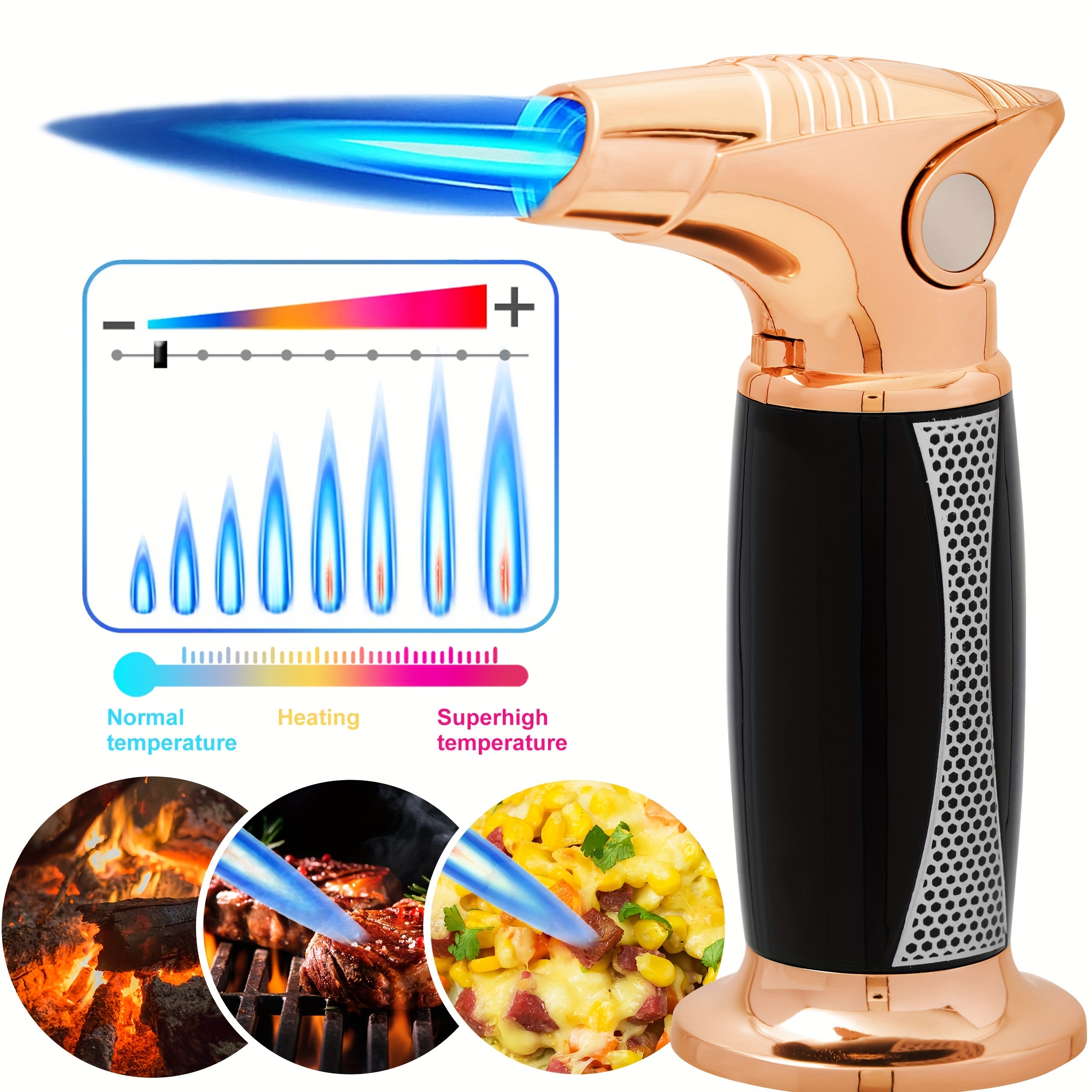 

1pc, Butane Torch, One-hand Operation Kitchen With Adjustable Flame For Bbq, Baking, Brulee Creme, Crafts And Soldering, Quality Baked Enamel Workmanship (butane Gas Not Included)