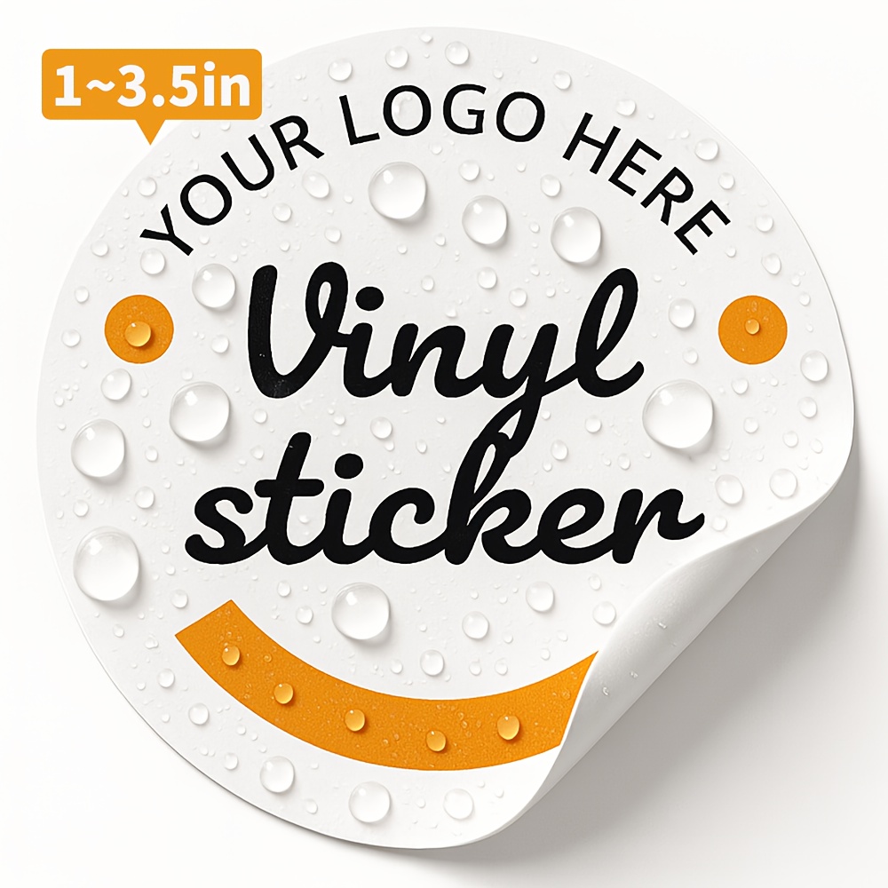 custom round vinyl stickers and labels, waterproof and strong   durable decals, personalized   logo, package seals, photo images, ideal for wedding and birthday party decorations. 0