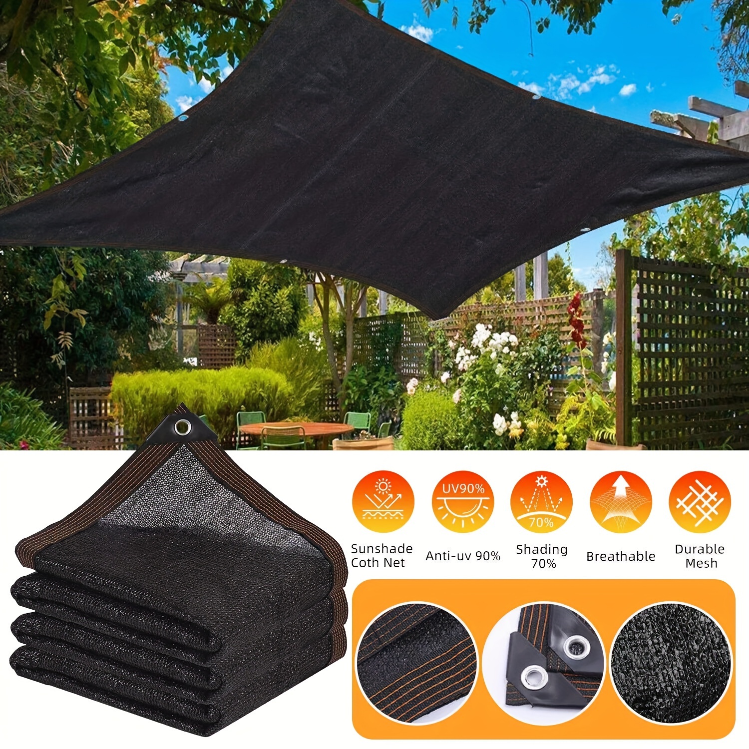 

Anti-uv Sun Shade Net Awnings Sun Shelter Garden Patio Pool Shade Sail