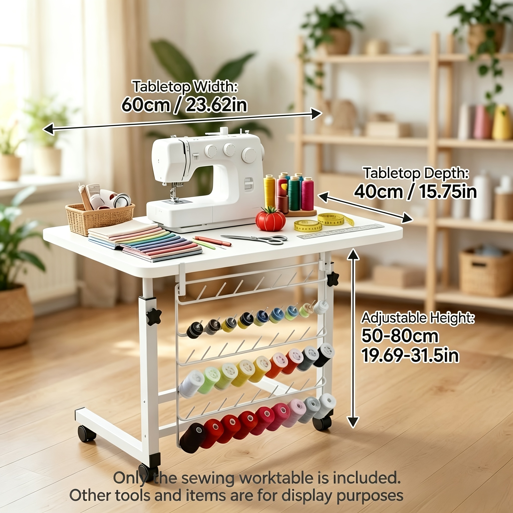 TEMU Heavy-duty . A Multi-functional, Height-adjustable Sewing Workbench With Locking Casters, An Upgraded Enlarged Desktop, And A Thickened .